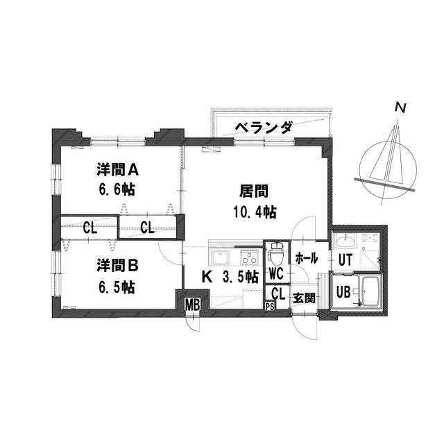 ウィンディ・ウィローズN15(2LDK/2階)の間取り写真