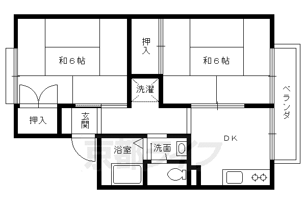 シャルムK&N(2DK/1階)の間取り写真