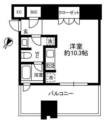 THE ROPPONGI TOKYO SUPERIOR RESIDEN(1K/5階)の間取り写真