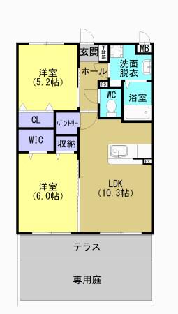 レジデンス平佐西通(2LDK/1階)の間取り写真