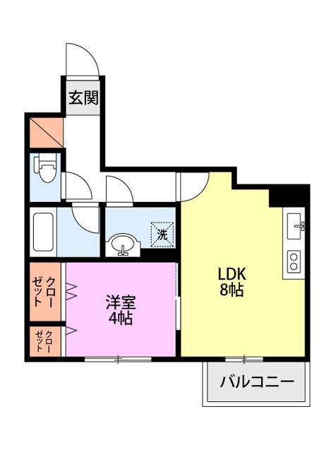 ライオンズマンション高田(1LDK/5階)の間取り写真