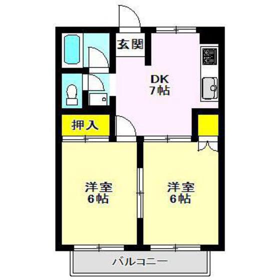 メロディーハイツ(2DK/2階)の間取り写真