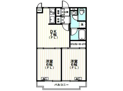 グランメール鷺沼(2DK/1階)の間取り写真