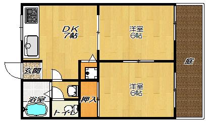 トキワハイツA棟(2DK/1階)の間取り写真