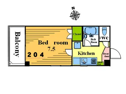 ファインコートK(1K/2階)の間取り写真