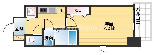 プランドール北浜(1K/14階)の間取り写真