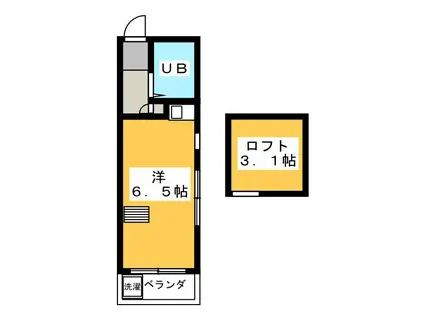 東伏見オーツキハイツ(ワンルーム/2階)の間取り写真