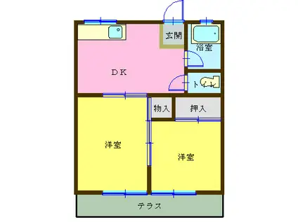 コーポ辻村I(2DK/1階)の間取り写真