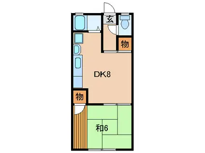 シオヤハイツ(1DK/1階)の間取り写真