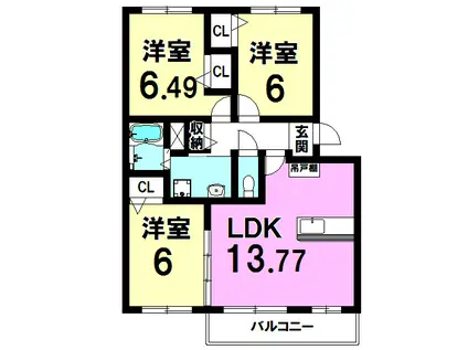 セレナーデ(3LDK/3階)の間取り写真