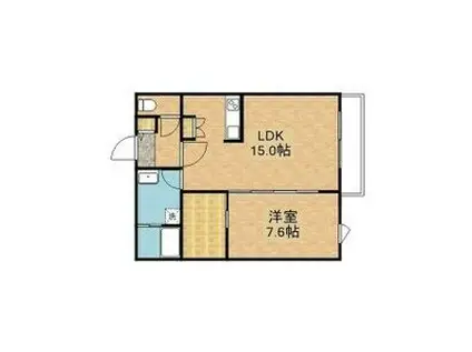 リベルテスクアール六番館(1LDK/1階)の間取り写真