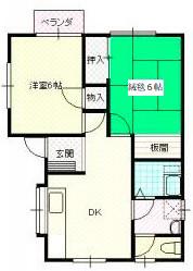 グランドーレ中屋敷(2DK/2階)の間取り写真