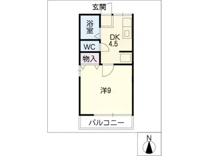 ノーブルゆたか(1DK/2階)の間取り写真