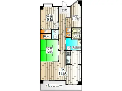 グレーシィ須磨アルテピアIII番街 2期棟(3LDK/5階)の間取り写真