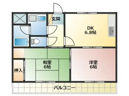 ノ-ブルライフムラマ(2DK/6階)の間取り写真