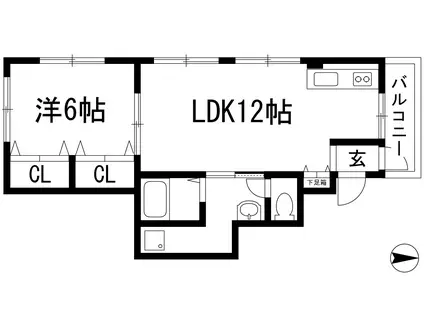 第一中村マンション(1LDK/4階)の間取り写真