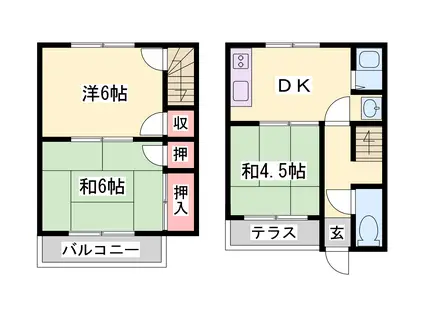 辻井テラスハウス(3DK/1階)の間取り写真