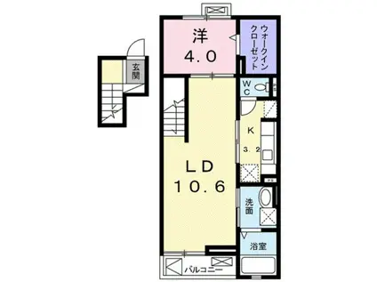 リバーサイド桜坂(1LDK/4階)の間取り写真