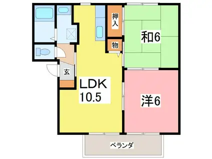 メゾンT&T(2LDK/2階)の間取り写真