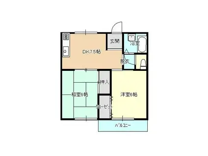 クリスタルハイツ(2DK/2階)の間取り写真