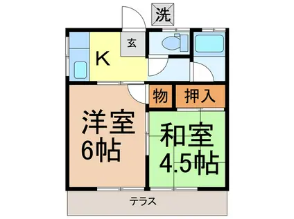 ニューけやき荘(2K/1階)の間取り写真