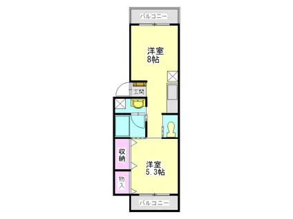 リベラII(1LDK/3階)の間取り写真
