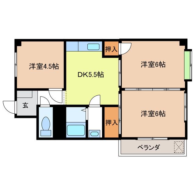 シティライフ浅井(3DK/2階)の間取り写真