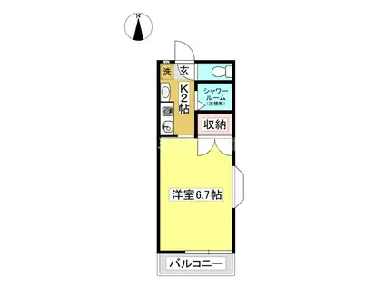 松田ハイツ(1K/2階)の間取り写真