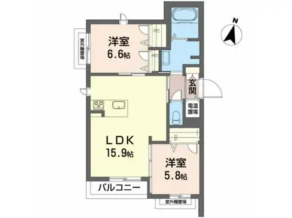 メゾンマスト名須川C棟(2LDK/3階)の間取り写真