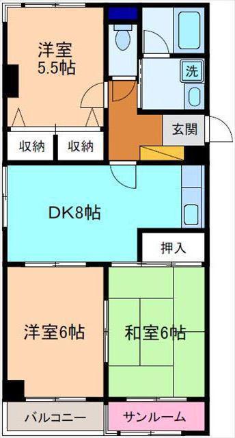 サンシャイン赤坂(3DK/5階)の間取り写真
