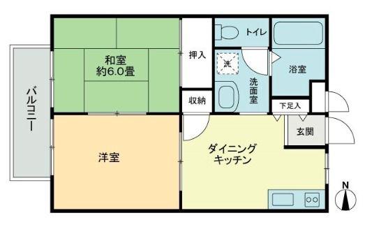 フォブール木内(2DK/2階)の間取り写真