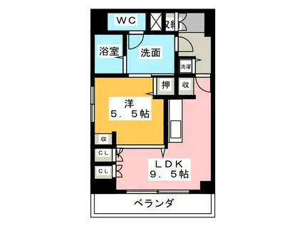 アップル第7マンション(1LDK/9階)の間取り写真