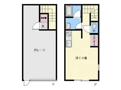 吉野町アパート(ワンルーム/2階)の間取り写真