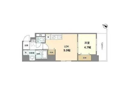 地下鉄四つ橋線 肥後橋駅 徒歩9分 10階建 築7年(1LDK/5階)の間取り写真