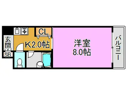 アベニューリップル長田パートII(1K/9階)の間取り写真