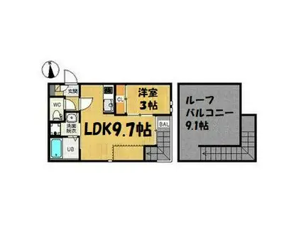 GRANDTIC SAKURAYAMA(1LDK/2階)の間取り写真