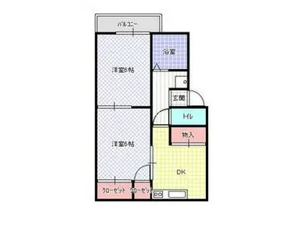 トリヴァンベール高柳2(2DK/1階)の間取り写真