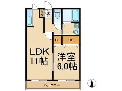 ANNEX F(1LDK/1階)の間取り写真