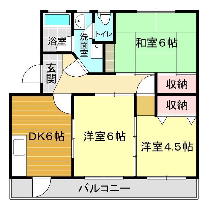 サンハイツ森本2号棟(3DK/4階)の間取り写真