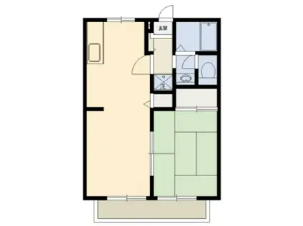 メルベーユハイツC棟(1LDK/2階)の間取り写真