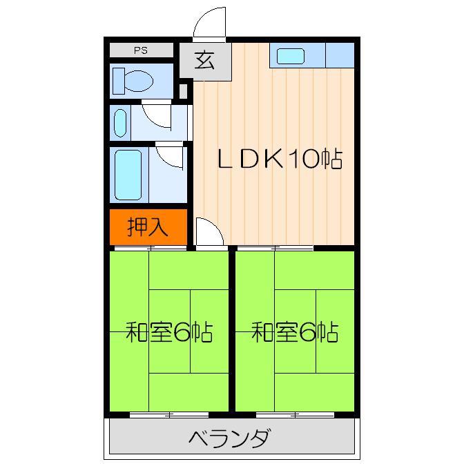 ウエストヒルズ門真(2LDK/4階)の間取り写真