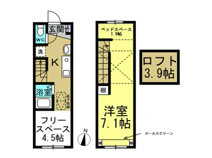 ジュネスコート(1K/1階)の間取り写真
