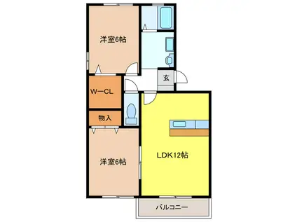 ルミエールA(2LDK/2階)の間取り写真