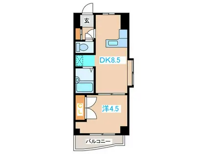 ラスター円山(1DK/4階)の間取り写真