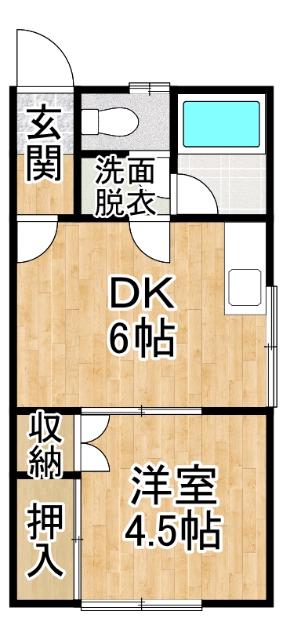 コーポ高尾(1DK/2階)の間取り写真