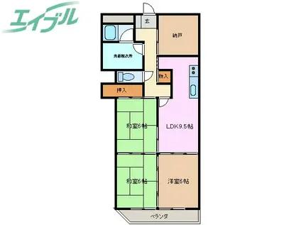プラザ1986(4DK/9階)の間取り写真