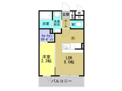 ベーシック上竜尾町4(1LDK/4階)の間取り写真