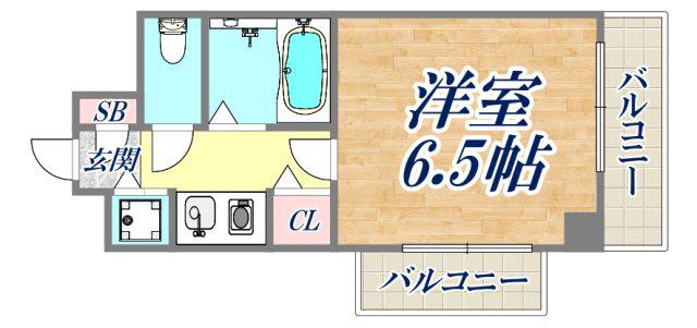 コンフォール甲子園口(1K/6階)の間取り写真
