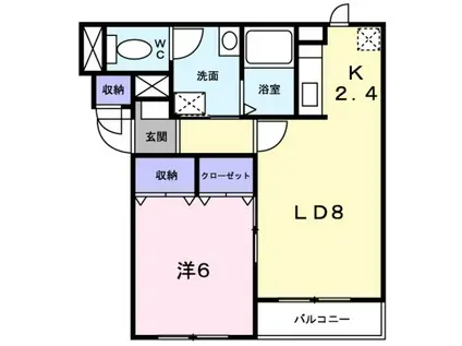 ジェルメ大手町2号棟(1LDK/3階)の間取り写真