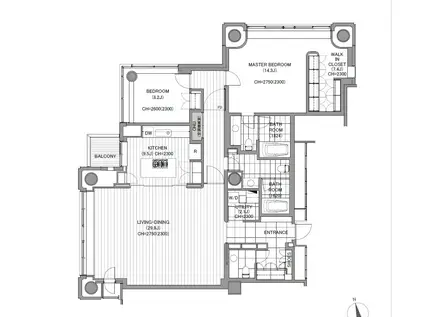 六本木ヒルズレジデンスC(2LDK/27階)の間取り写真